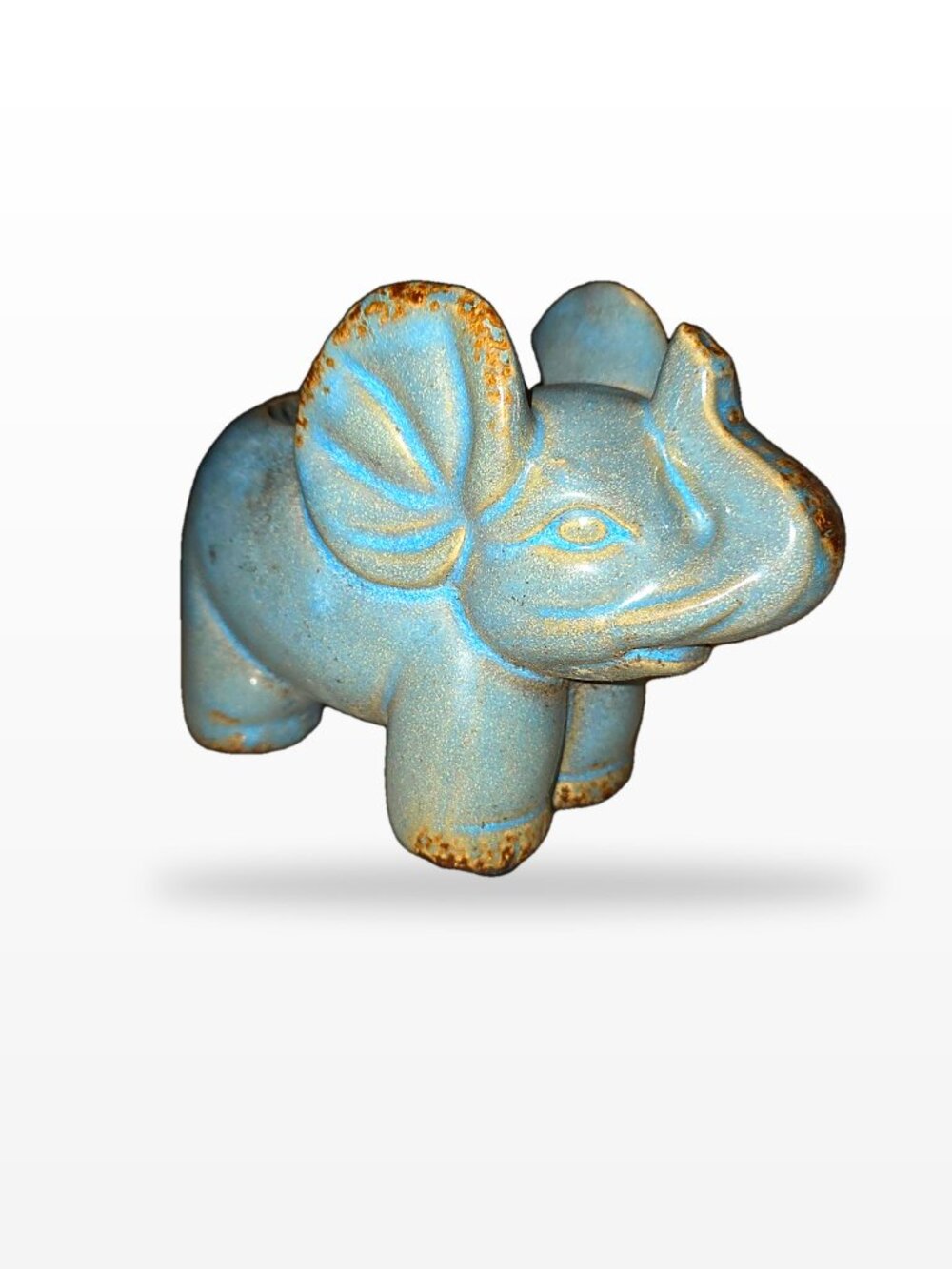 Blue Ceramic Elephant Tealight Holder, Speckled Glaze
